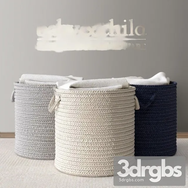 Braided Wool Hamper 3D Model Free