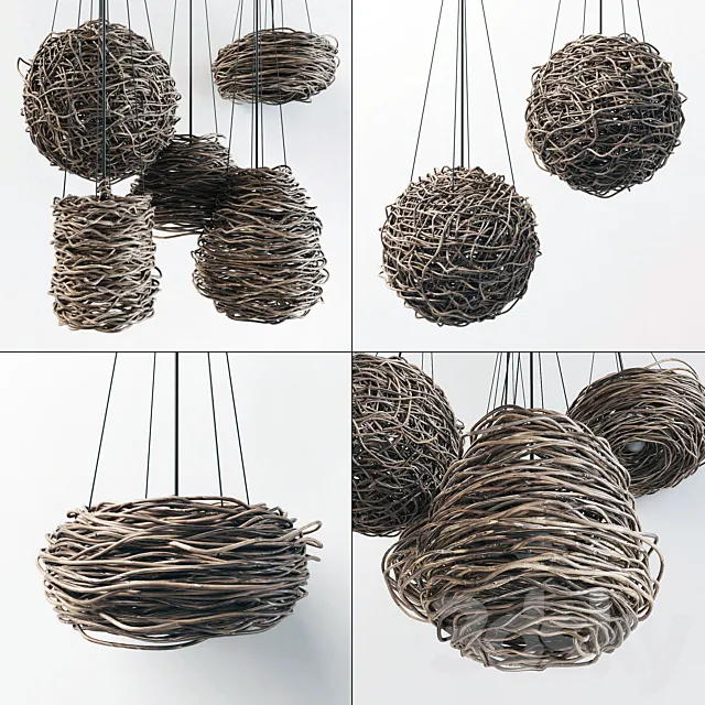 Branch decor lamp n5 _ Chandeliers from branches 3DModel