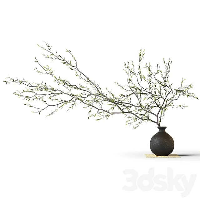 Branch in a vase on a rug 3D Model