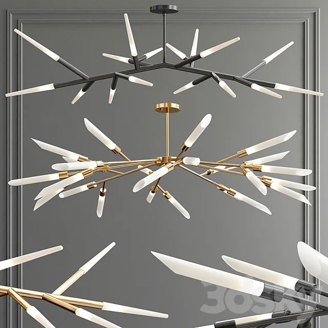 Branch Multi Tube & Led Chandelier 3D Model