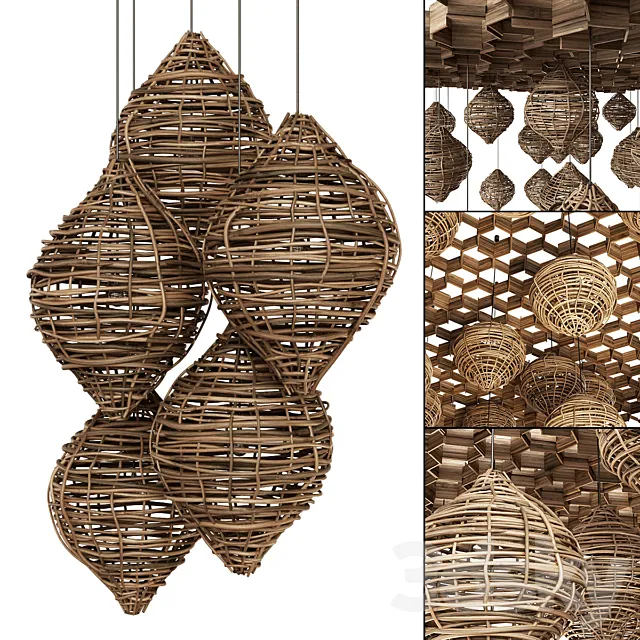 Branch Vespiary ceiling decor n1 _ Beehive ceiling with branches 3D Model