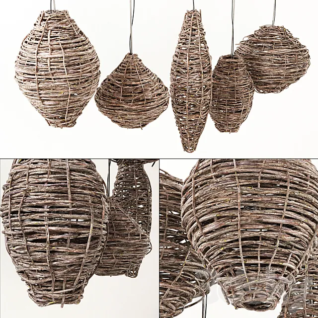 Branch Vespiary decor lamp n1 _ Branch hive lights 3D Model