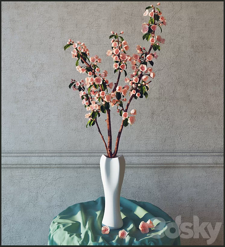 branch with flowers 3D Model