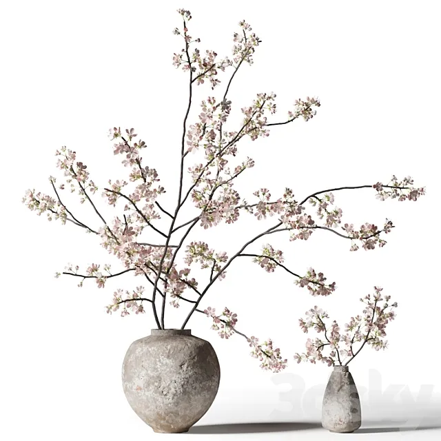 Branch with flowers in a clay vase Free Download