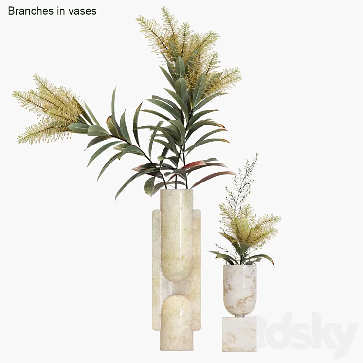 Branches in vases 15 3D Model Free