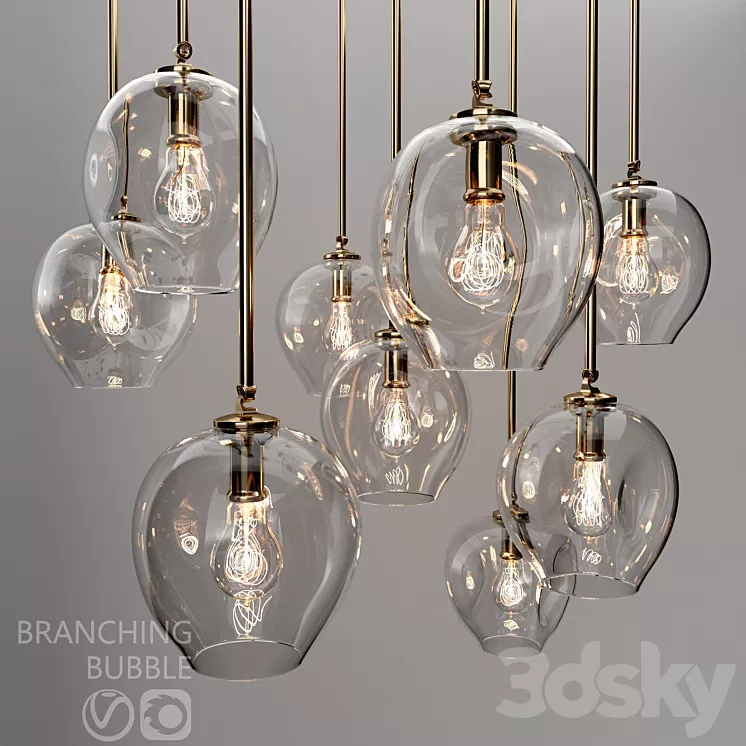 Branching bubble 1 lamp 3D Model