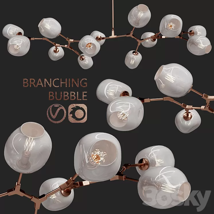 Branching bubble 13 lamps 3D Model