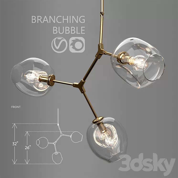 Branching bubble 3 lamps 3D Model