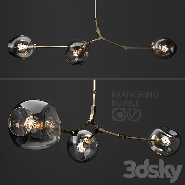 Branching bubble 3 lamps 3D Model