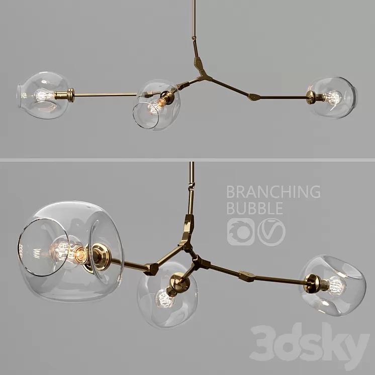 Branching bubble 3 lamps 3D Model