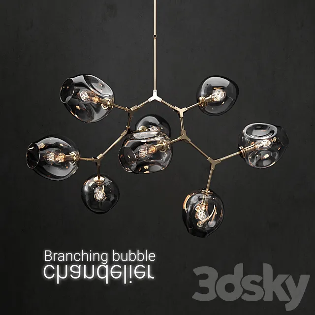 Branching bubble 8 lamps 2 DARK _ GOLD 3DModel