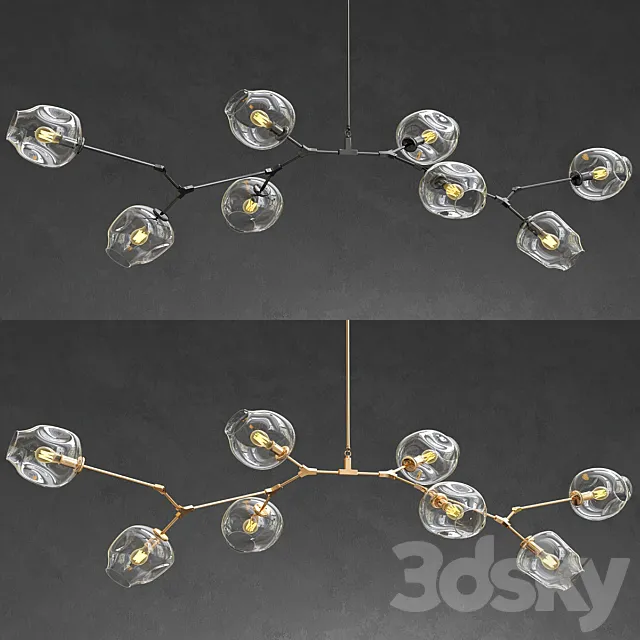 Branching bubble 8 lamps - Gold and Black metal Free Download
