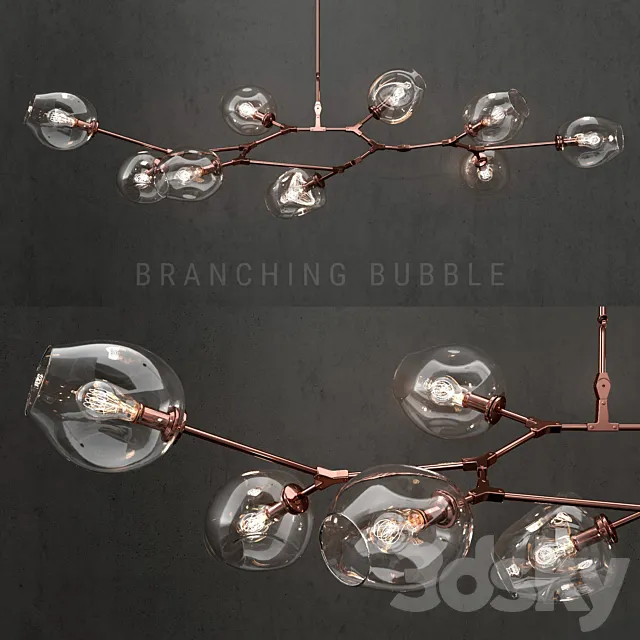 Branching bubble 9 lamps 3 3D Model