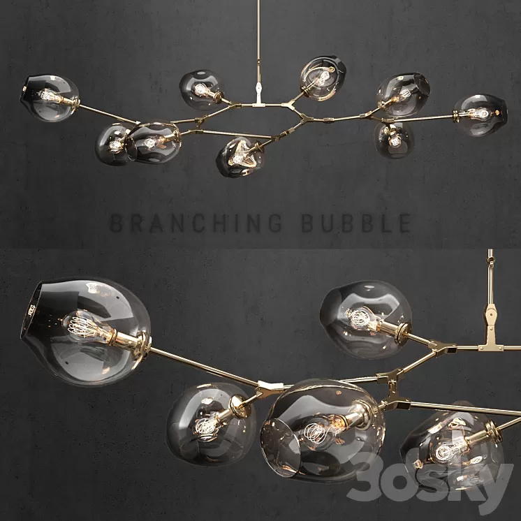 Branching bubble 9 lamps 3 3D Model