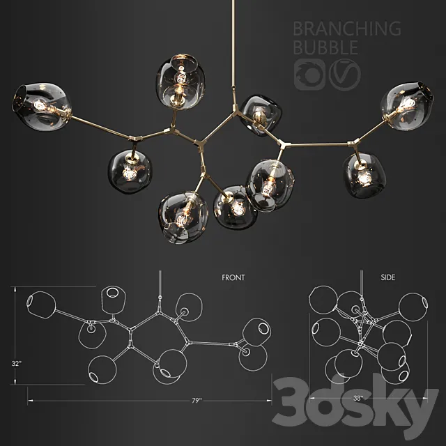 Branching bubble 9 lamps 3D Model