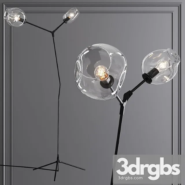 Branching bubble floor light oil-rubbed bronze and clear glass 3D Model Free