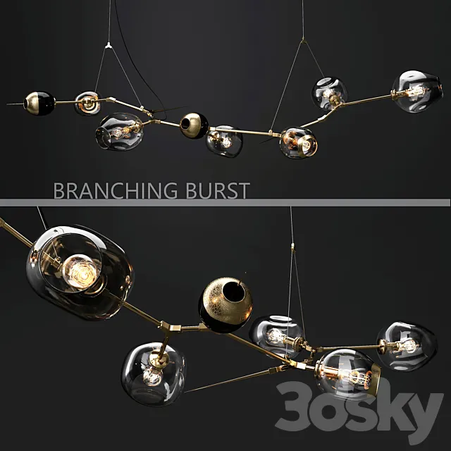 Branching burst 6 lamps 3D Model
