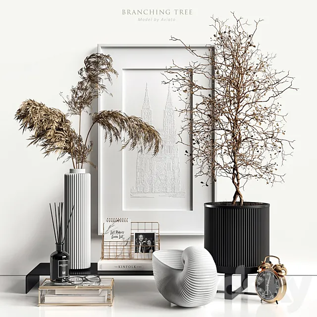 Branching tree and reed 3D Model