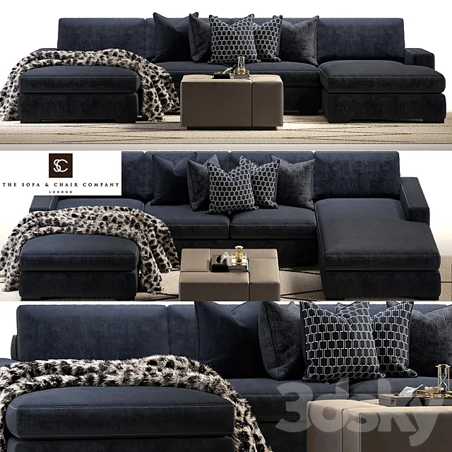 Brancusi corner sofa and Matisse ottoman 3DModel