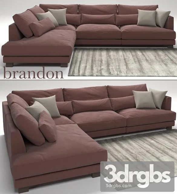 Brandon Sofa Fabric Brown 3D Model Free
