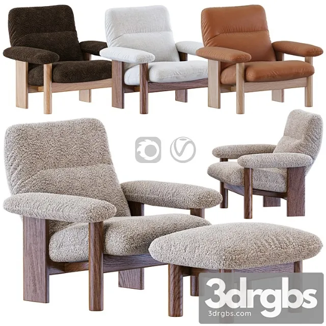 Brasilia Armchair and Ottoman 3D Model Free