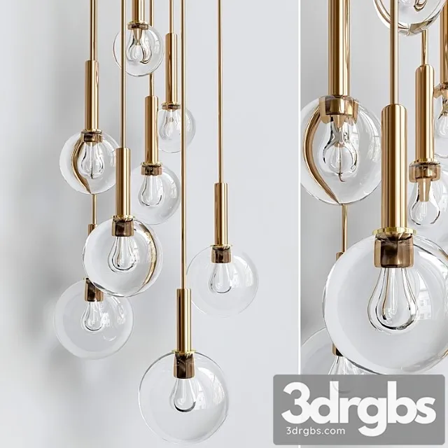 Brass And Smoked Glass Ceiling Lights 1 3D Model Free