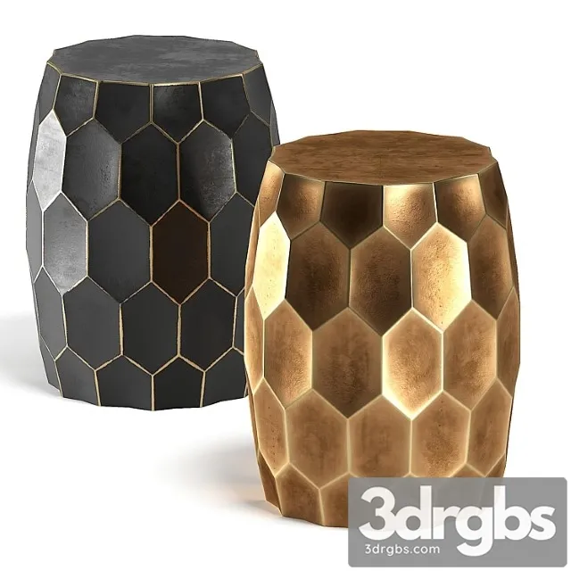 Brass black side table 2 3D Model Free