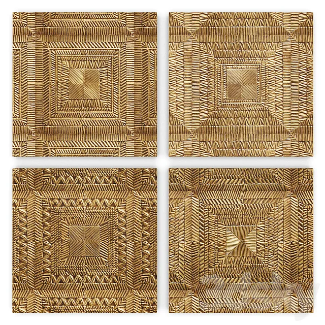 Brass Clad Square Wall Panel Collection 3D Model