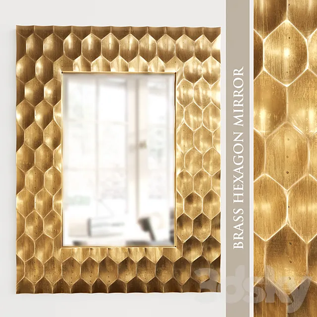Brass Hexagon Mirror 3DModel