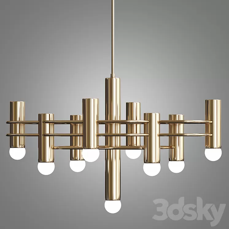 Brass indinana chandelier 3D Model