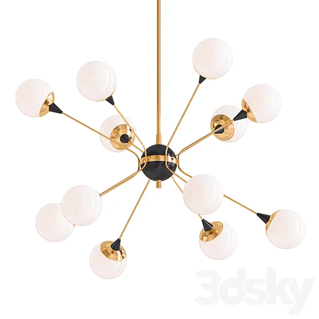Brass orbiter chandelier 3D Model