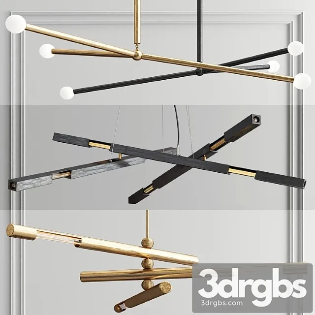 Brass System Chandelier 3 Type 3D Model Download