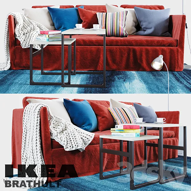 BRATHULT red 3-seat sofa 3DModel