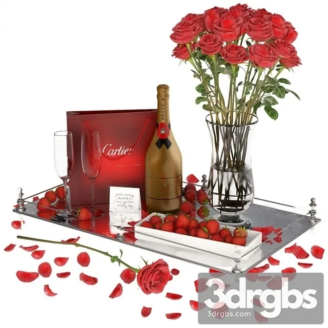 Breakfast Bed Rose 3D Model Free