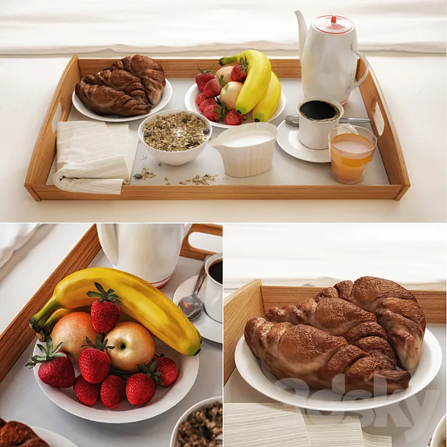 Breakfast in bed 3D Model