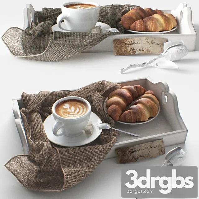 Breakfast in bed. 3D Model Free