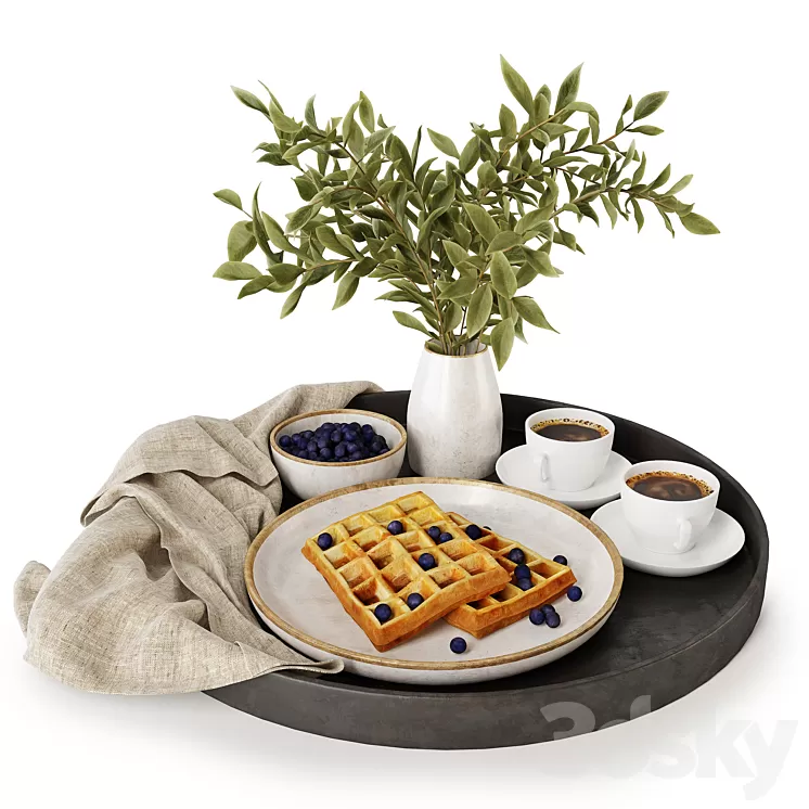 Breakfast on a tray w004 3D Model Free