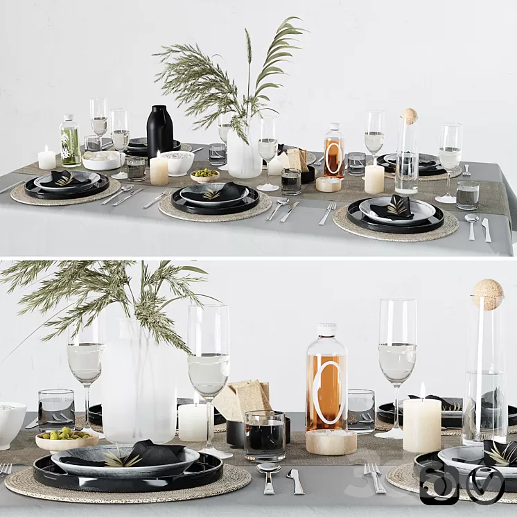Breakfast table setting 3D Model