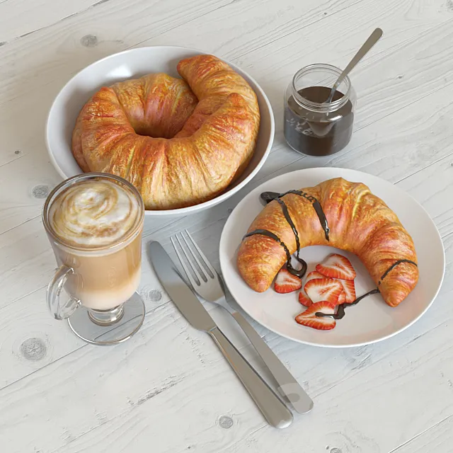 Breakfast with croissant 3DModel