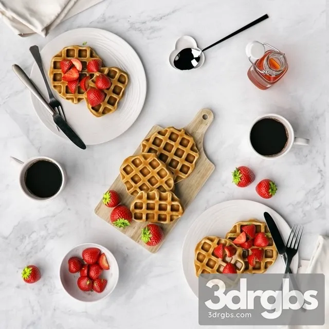 Breakfast With Waffles 3D Model Free