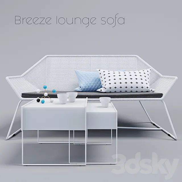 Breeze 2 seater lounge sofa 3D Model