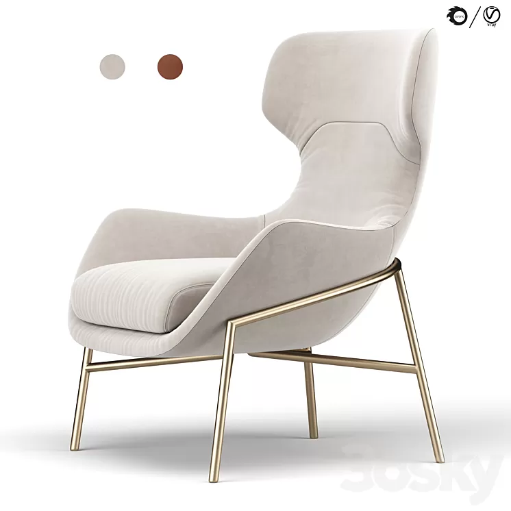 Brera armchair 3D Model Free