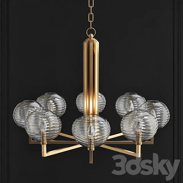 Breton 8 Light Chandelier - Aged Brass 3D Model