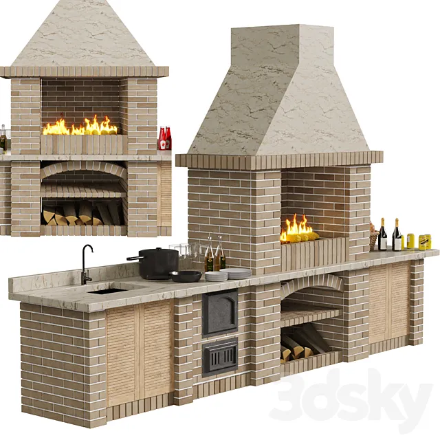 Brick BBQ 3D Model