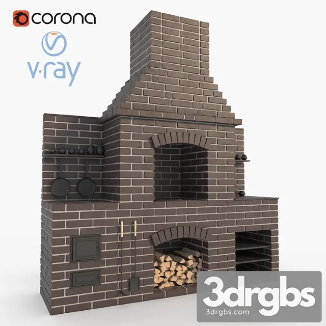 Brick BBQ Oven 3D Model Free