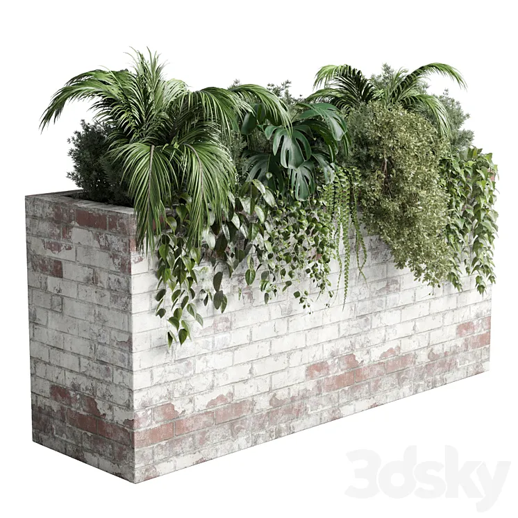 brick box plants on stand - set outdoor plant 117 brick dirt vase 3D Model Free