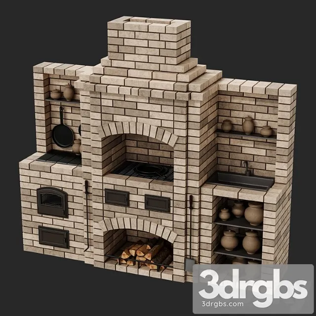 Brick oven barbecue 3 3D Model Free