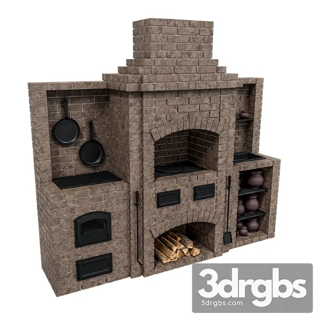 Brick Oven Barbecue 3D Model Free