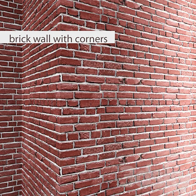 Brick wall with corners masonry brick loft decorative panel wall corner 3D Model