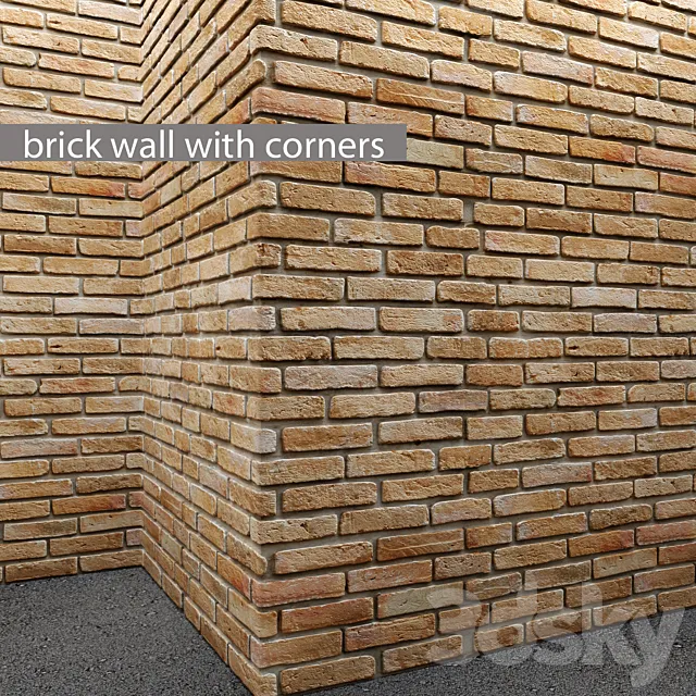 Brick wall with corners. masonry. brick. loft. decorative. panel. wall. corner. brick 3DModel